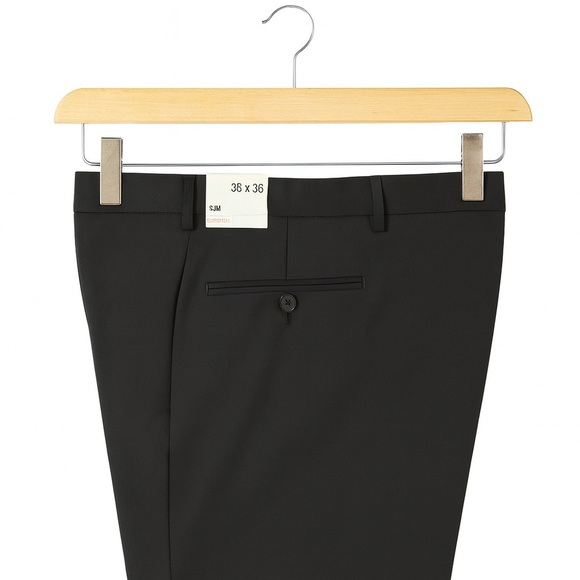 Express Men NEW With Tags 36/36 Slim Fit Stretch Black Flat-Front Dress Pants - Picture 2 of 2